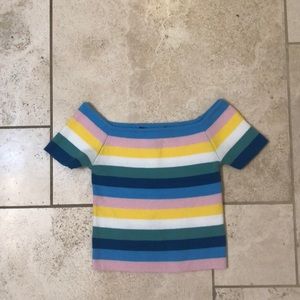 Colorful off the shoulder crop top